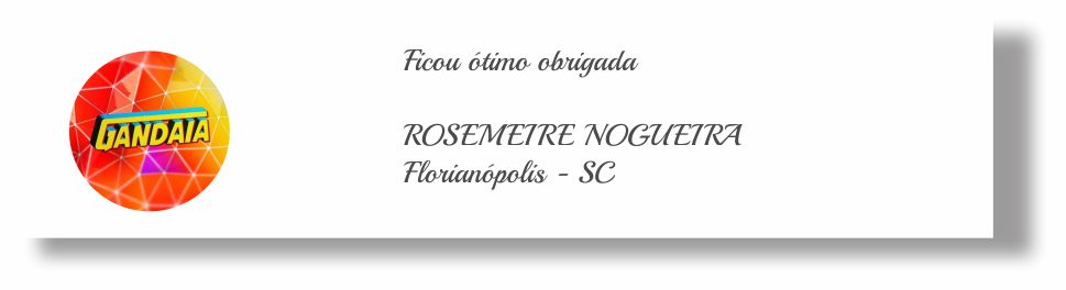  Ficou ótimo obrigada  ROSEMEIRE NOGUEIRA Florianópolis - SC